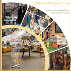 Retail Display Stand Rotating Display Rack 5 Tier Spinning Display Stand for Craft Shows, Jewelry, Keychain, Earring Adjustable Height Retail Display Racks (5-Tier White)