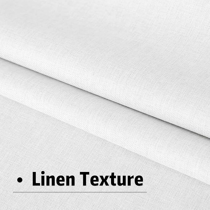 DUALIFE 90 Inch Blackout Pure White Curtains Boho, Thermal Insulated Curtains for Summer Heat for Bedroom Living Room Linen Pleated Drapes 90 Inches Long Rod Pocket(50W x 90L x 2 Panels)