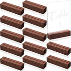 Zonon Wood Place Card Holders - Table Number Stands for Wedding Party Events (Walnut Color, 4.6 x 1.1 x 0.9 Inch)