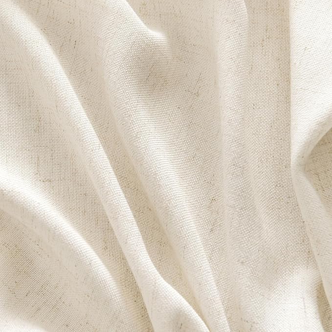MIULEE Non-See-Through Privacy Linen Curtains 2 Panels, Light Filtering Window Curtains Farnhouse Textured Back Tab Semi Sheer Drapes for Bedroom Living Room, 52 x 108 Inches Long, Ivory