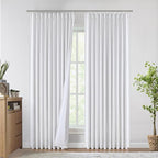 Vision Home White Pinch Pleated Full Blackout Curtains 60 inch Wide Thermal Insulated Window Panels 90 inch for Living Room Bedroom Room Darkening Pinch Pleat Drapes with Hooks Back Tab 60" Wx90 Lx1