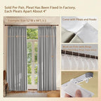 Textured Linen Double Pleats 100% Blackout Curtains for Bedroom/Living Room Blackout Curtains 108 Inches Long, Energy Saving Window Treatment Curtains,120Wx108Lx2,Grey