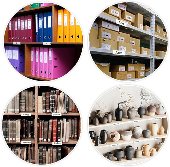 100 Pcs of 3" x 1" Clear Plastic Shelf Label Holders with 100 Label Inserts. Slide-in Tags Holder for Bookshelves, Wood Shelf Signs, Ticket Holders, and Wire Shelving.
