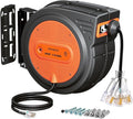 SURAIELEC 80 FT Retractable Extension Cord Reel, 14 AWG SJTOW Power Cord for Garage & Workshop, 10A Circuit Breaker, Wall/Ceiling Mount, Upgraded Anti-Tangle Roller Design, ETL Listed, Orange