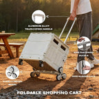 Utility Cart Teacher Cart with Stair Climbing Wheels Foldable Shopping Cart, with Telescopic Handle, Ideal for Outdoor Home Use and Teacher/Student Book Storage. (Gray, Large)