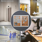 48"x36" Lockable Enclosed Bulletin Board, Outdoor Cork Weather-Resistant Aluminum Frame Notice Board, Wall Mounted Display Case Acrylic Doors for School,Office,Silver Frame w/Cork