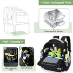 Cleaning Backpack with Bottom Plate & Waterproof Bottom, Large Supplies Bag with Multiple Pockets for Housekeeping Tools, Cleaning Products Caddy Organizer for Home & Car