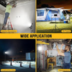 LIVOWALNY 2PCS LED Work Lights with Stand, 110W 11000 Lumens Portable Tripod Light with 13FT Cord, IP65 Waterproof Adjustable Head Tower Flood Light for Job Site Workshop Garage Construction Lighting