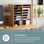 Safco Wood Adjustable Literature Organizer, 16 Compartment with Adjustable Shelves, CDs Storage, and Durable Laminate Finish, for Home Office, Classroom, and Craft Room