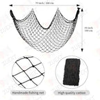 ZUEXT Decorative Fishing Net 80x40 Inch, 2 Pack Large Black Picture Fish Net, Wall Photo Hanging Fishnet for Nautical Mermaid Pirate Ocean Themed Hawaii Beach Under The Sea Party Decorations