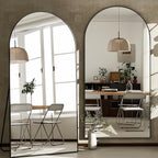 GLSLAND 35x78 inch Arched Full Length Mirror - Aluminum Alloy Frame Floor Mirror with Stand High Definition-Full Body Mirrors for Bedroom or Living Room,Black