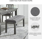 Signature Design by Ashley Hallanden Rustic Tufted Upholstered Dining Room Bench, Gray