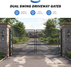 ZUMI Dual Swing Driveway Gate, 12x6 ft. Outdoor Steel Fence for Home Security, Heavy-Duty Weatherproof Iron Kit, Brooklyn Style