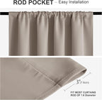 PONY DANCE Blackout Window Curtains - Rod Pocket Window Treatments Curtain Panels/Draperies Room Darkening Noise Reducing Home Fashion, Wide 42 x Long 36 inches, Light Taupe, One Pair
