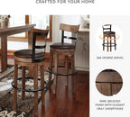 Signature Design by Ashley Pinnadel 30" Modern Swivel Pub Height Barstool, Light Brown