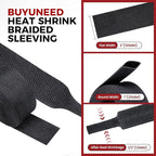Heat Shrinkable Braided Sleeving 2:1 Ratio- Abrasion Protection Flexibility Wiring Harness Cable Sheath (1" ID, 12ft)