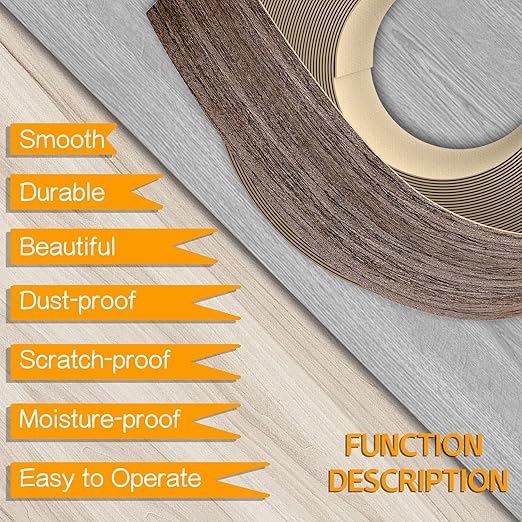 GSCIT Club Walnut Edge Banding, 13/16 inch x 500ft roll of Veneer Edge Banding - Pre-glued Flexible, Real Wood Tape for Cabinet Repair & Furniture Restoration
