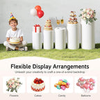 Cylinder Stands for Party, 5Pcs Round Pedestal Stand, Foldable White Round Large Columns Tables, Plinth Pillars for Parties Baby Shower Birthday Wedding Display Decoration Ceremony Art Decor