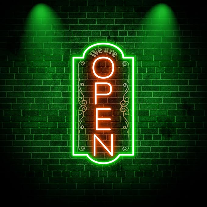 Vertical open sign Vertical Open Led Sign Neon Sign business window light vertical open signs for business (Mix color 7-24x12")