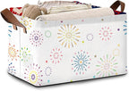 Colorful Fireworks Pattern Collapsible Storage Box - 17x11.5x10.5 Inch Foldable Organizer for Seasonal Decorations, Event Decor, Home Storage - Single Pack