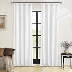 Extra Long Snow White Pinch Pleated 132 Inch Linen Curtains 2 Panels for Living Room Bedroom Memory Training Shaped Semi Sheer Pleat Drapes with Hooks Rings Light Filtering Window Curtain 40x132