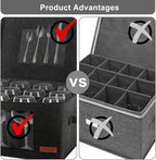 2 Pack Wine Glass Storage Box with Dividers, Stemware Storage Containers for Packing and Moving, China Storage Containers Box for 12 Crystal Glassware, Wine Glasses, Drinkware,Dark Gray
