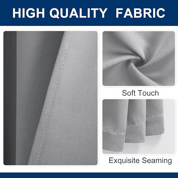 Hiasan Patio Sliding Room Divider Door Curtains - Extra Wide Privacy Room Thermal Insulated Blackout Curtain with Back Tab & Rod Pocket for Bedroom Partition(100 x 108 Inches, Silver Grey)