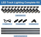 Black 25W 2000lm J&L Type LED Track Lighting System,4000K Natural Light Dimmable Brightness,with 13 FT Track Rails and Ceiling Spotlight Fixture Installation Package