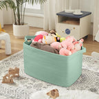 95L Extra Large Blanket Basket, 24" x 16.9" x 14.2" Woven Storage Basket for Living Room, Rectangle Nursery Blanket Storage for Toys, Towels, Dirty Clothes (Green)