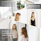57x20 Door Hanging Full Length Mirror, Floor (Height 5.7ft just Body in1.3ft) Wall Mounted Metal Frame Arch Dressing Mirrors for Bedroom Bathroom Living Room 57 inch Silver
