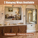 40"x36" Black Framed Bathroom Mirror, Large Rectangular Vanity Mirror, Aluminum Metal Frame, Wall Farmhouse Modern Wall-Mounted Mirrors for Bathroom, Bedroom, Living Room, Over Sink