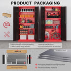 Letaya Metal Storage Cabinets with Lock, 72" Tall Locker Organizer Steel Cabinets, Adjustable Layers Shelves 2 Doors for Home, Office, Warehouse,Garage(Black Red)