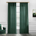 XTMYI Emerald Dark Green Curtains for Living Room 84 Inches Long 2 Panels Set Linen Rod Pocket Back Tab Hooks Pleated Hunter Green Vintage Retro Curtains for Bedroom Decor Dining Room