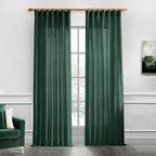 XTMYI Forest Green Curtains 96 Inches Long for Living Room,Light Filtering Back Tab Hooks Pleated Semi Sheer Dark Academia Curtains for Room Decor Bedroom 96 Length 2 Panels