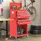 8-Drawers Large Tool Chest, 2-in-1 Detachable Garage Rolling Tool Box Metal Tool Storage Cabinet Removable Lockable Tool Cart with Wheels and Drawers