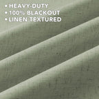 H.VERSAILTEX Linen Curtains 100% Blackout Curtains for Bedroom 96 inch Long Full Light Blocking Nature Linen Blended Window Curtains for Living Room Nickel Grommet (2 Panels, Heathered Tea)