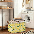 Lemon Storage Bin with Handles, Basket Storage Organizer for Shelves, Closet, Nursery, Book, Laundry Hamper & Home Decor
