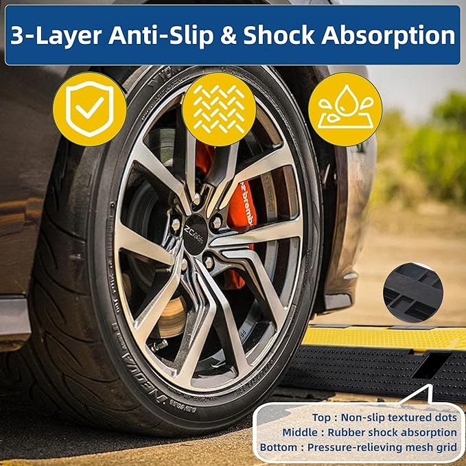 Nisorpa Cord Protector Ramp 2", 40000 lbs Heavy Duty Rubber Outdoor Extension Cable Wire Hose Cover Ramps, 2 Channels Slow Down Speed Bump for High Traffic Driveway Road, Garage, Property Area, 3.25ft