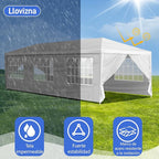 10x30 FT Party Tent, Outdoor Wedding Tents for Parties, Canopy Event Tent with 7 Removable Sidewalls, Waterproof Gazebo Shelter for Birthday Parties, Weddings, BBQs & Events (10X30FT-7Sides White)