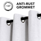 H.VERSAILTEX Linen Curtains 100% Blackout Curtains for Bedroom 96 inch Long Full Light Blocking Nature Linen Blended Window Curtains for Living Room Nickel Grommet (2 Panels, Heathered White)