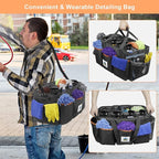 WDG Detailing Bag Cleaning Caddy Organizer with Handle & Polisher Tote Bag Wearable Cleaning Caddy Car Care Storage/Carry Tote for Car Care Supplies Organizer -Small