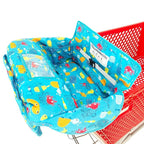 2-in-1 Shopping Cart and High Chair Cover for Baby, Padded Cover, Fold'n Roll Style, Portable with Carry Bag (Blue Seaworld)
