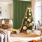 Hiasan Christmas Blackout Patio Sliding Door Curtain Extra Wide Thermal Insulated Privacy Room Divider Curtain with Back Tab & Rod Pocket for Bedroom Partition Glass Door(100 x 84 Inches, Olive Green)