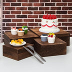 4 pieces wooden cake stands,antique brown cupcake stands for display,12 inches square wooden crates ,wood display risers for wedding,birthday party,Christmas,etc. (Antique Brown)
