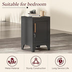 Bestoo Metal Locking Cabinet, 23.6" H Locker with 1 Magnetic Door and 1 Adjustable Shelve, Small Lockable Nightstand, Black Bedside Storage Cabinets for Bedroom, Home, Office, School