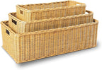 The Basket Lady Long Low Wicker Basket, Extra Large, 28.5 in L x 15 in W x 9 in H, Sandstone