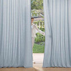 MIULEE Non-See-Through Privacy Linen Curtains 2 Panels, Chambray Blue Light Filtering Window Curtains Farn House Textured Back Tab Semi Sheer Drapes for Bedroom Living Room 72 Inches Long Light Blue