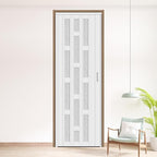 30X79in Frosted Acrylic Glass PVC Accordion Folding Door for Closet,Multifold Interior Door with Installation Hardware,Includes Handle and Latch,White Beech