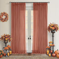Extra Long Terracotta Linen Curtains 120 Inches Long Red Clay Farmhouse Rustic Curtain Light Filtering Semi Sheer Back Tab Pinch Pleat Curtain for Tall Ceiling Living Room 2 Panels Autumn Fall Decor