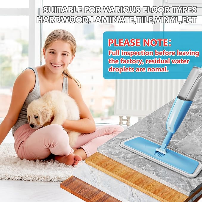 Spray Wet Mops for Hardwood Floor Cleaning: MEXERRIS Floor Mop with 3 Washable Pads for Swiffer Powermop - Refillable Dust Dry Mop - Home Commercial Mops for Wood Laminate Ceramic Tiles Vinyl